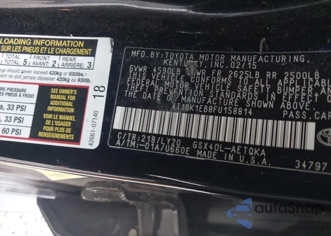 2015 Toyota Avalon Xle Touring Se z USA, uszkodzony, nr VIN 4T1BK1EB8FU158814